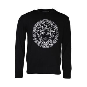 Versace Medusa Knit Sweater Men Black Sweaters